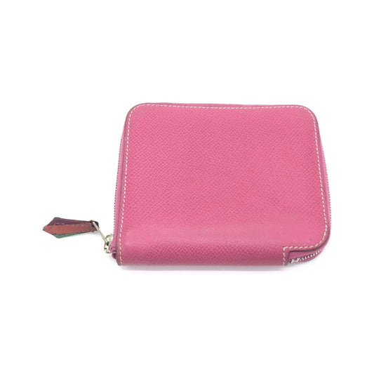Hermes Azap Silkin Epsom Leather Silk, Pink, Calfskin, Wallet