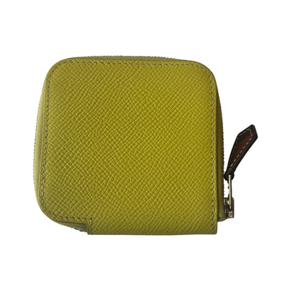 Hermes Azap Silkin Epsom Leather Silk, Yellow, Leather, Wallet