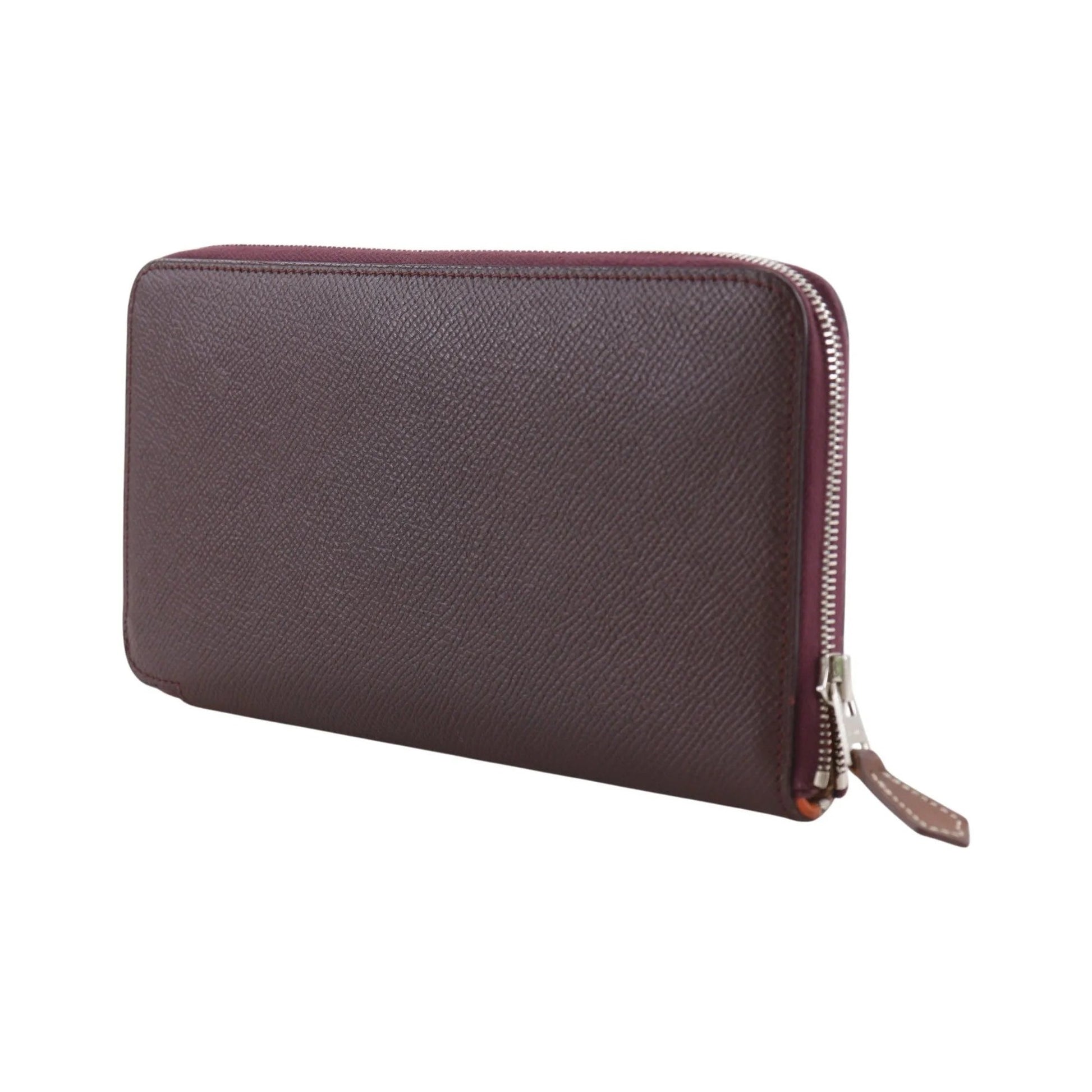 Hermes Azap Zip Around Epsom, Burgundy, Leather, Wallet