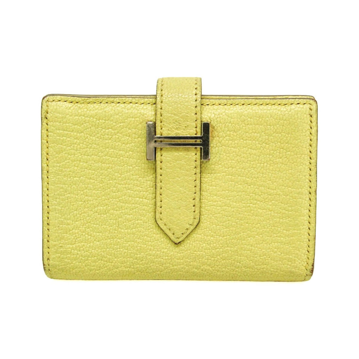Hermes Bearn Chevre Mysore, Yellow, Leather, Wallet