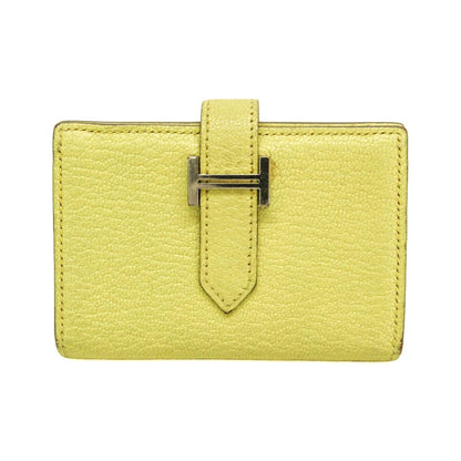 Hermes Bearn Chevre Mysore, Yellow, Leather, Wallet