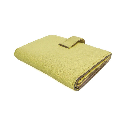 Hermes Bearn Chevre Mysore, Yellow, Leather, Wallet