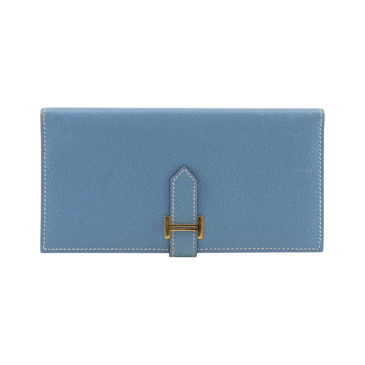 Hermes Bearn Epsom, Blue, Leather, Wallet