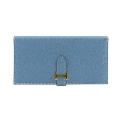 Hermes Bearn Epsom, Blue, Leather, Wallet