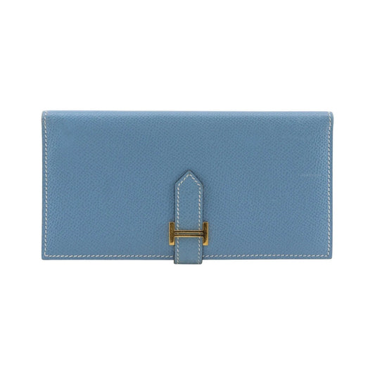 Hermes Bearn Epsom, Blue, Leather, Wallet
