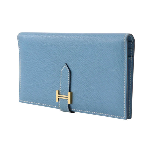 Hermes Bearn Epsom, Blue, Leather, Wallet