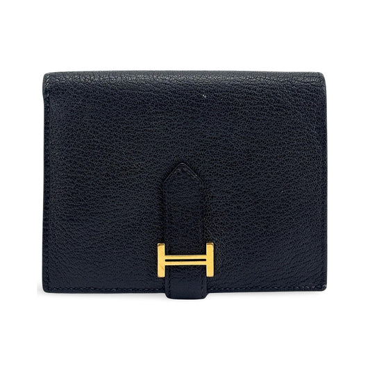 Hermes Bearn Epsom, Black, Leather, Wallet