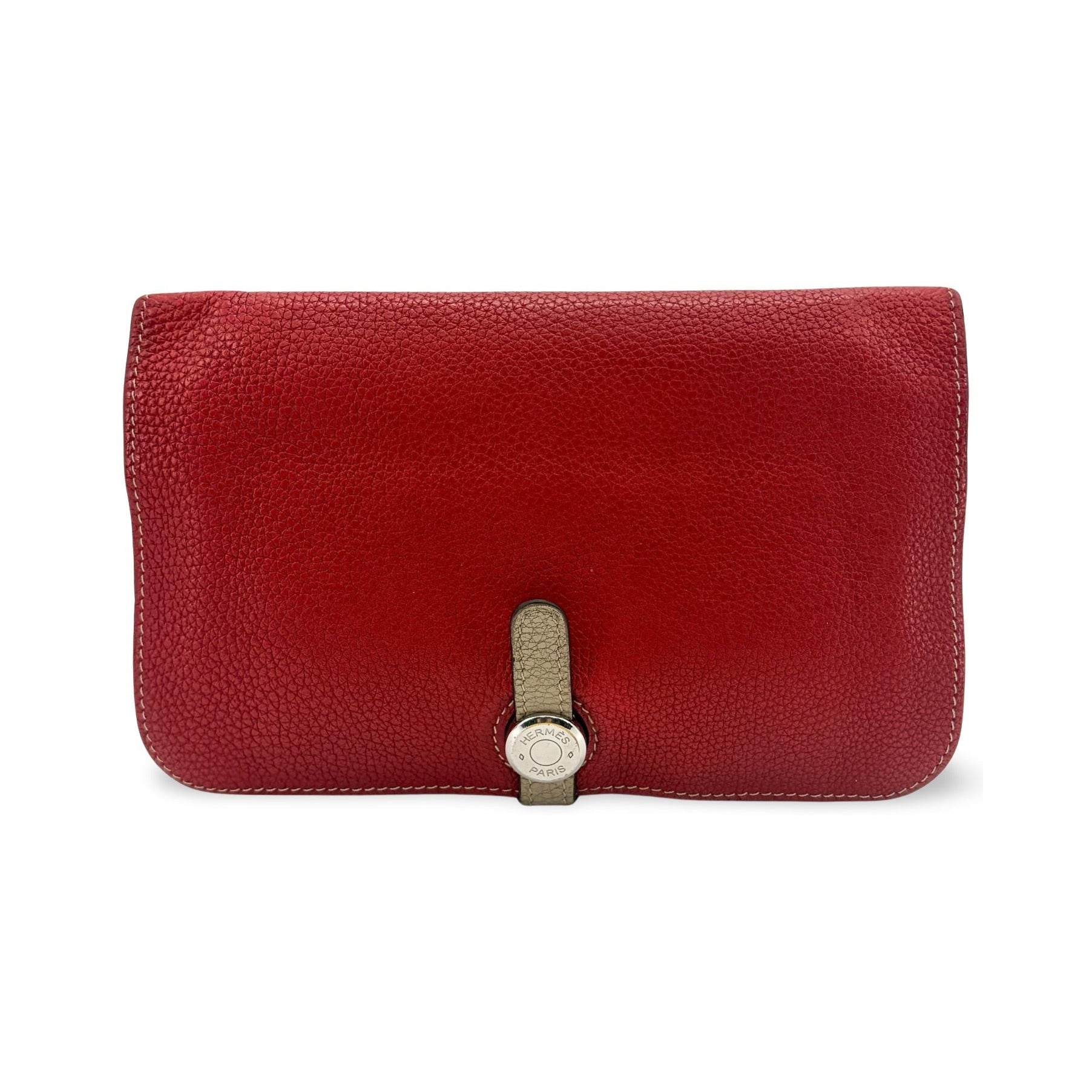 Hermes Bicolor Dogon Duo Combined Leather, Red, Leather, Wallet