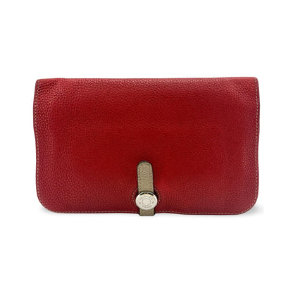Hermes Bicolor Dogon Duo Combined Leather, Red, Leather, Wallet