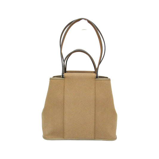 Hermes Cabag Toile and Leather, Brown, Canvas, Handbag