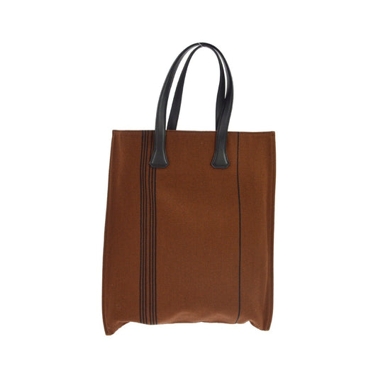 Hermes Calicut Cabas Ribbed Canvas with Leather, Brown, Canvas, Tote Bag