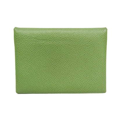 Hermes Calvi Duo Card Holder Epsom, Green, Leather, Card Holder