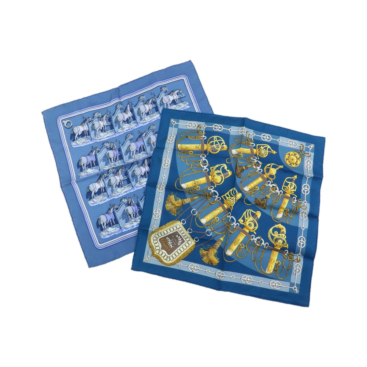Hermes Carré 42 Silk, Blue, Silk, Scarf