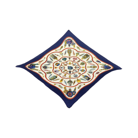 Hermes Carré 90 Pleated Silk, Navy, Silk, Scarf