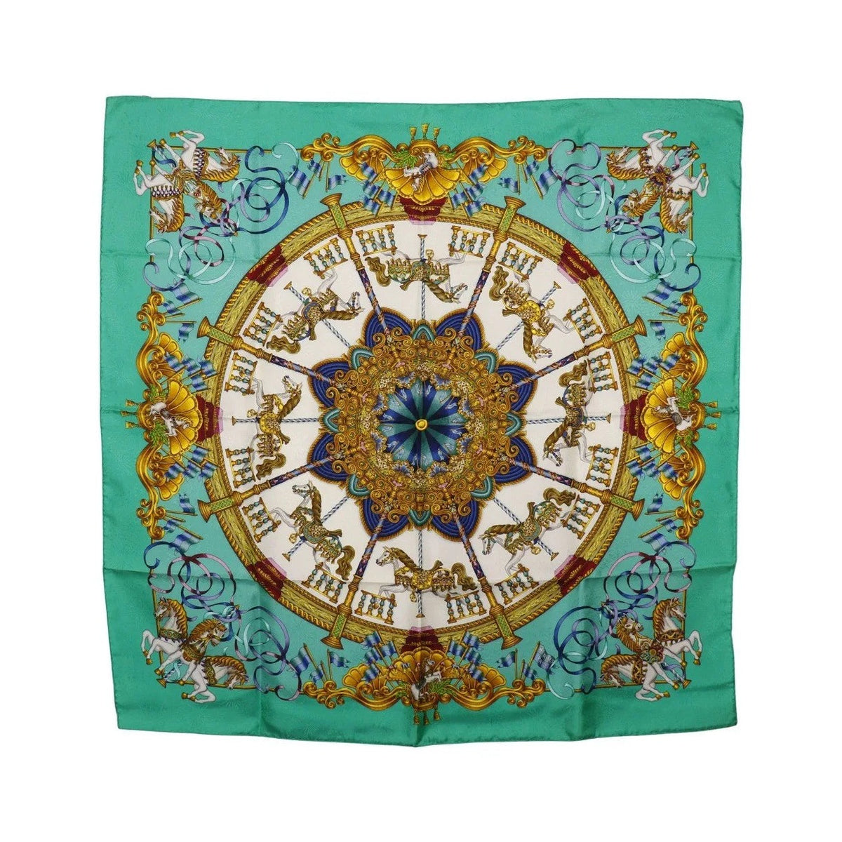 Hermes Carré 90 Silk multicolor, Green, Silk, Scarf