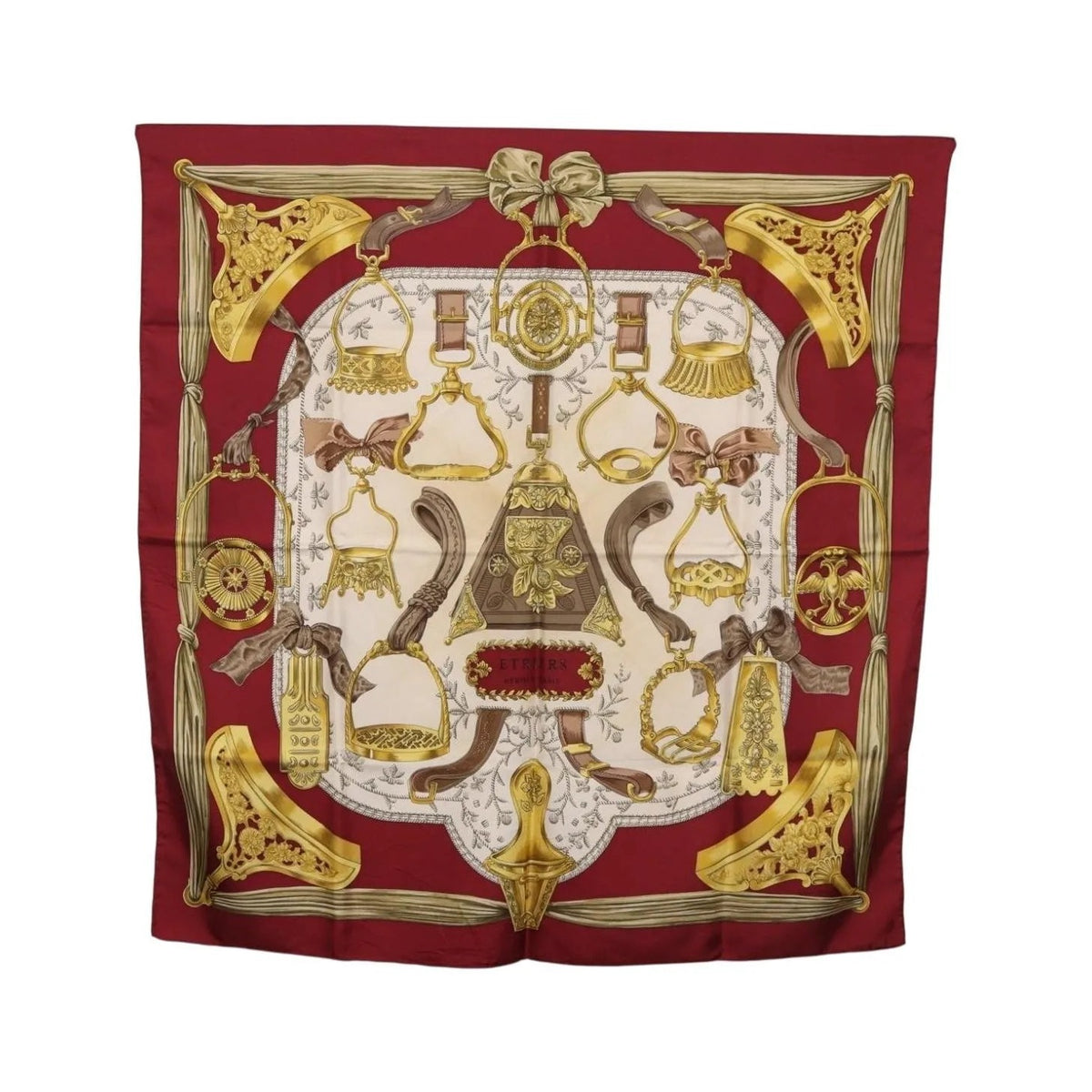 Hermes Carré 90 Silk multicolor, Burgundy, Silk, Scarf