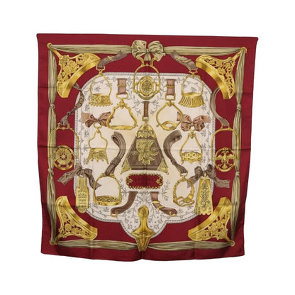 Hermes Carré 90 Silk multicolor, Burgundy, Silk, Scarf