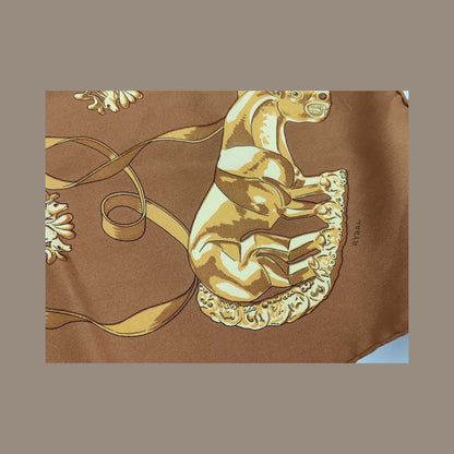 Hermes Carré 90 Silk multicolor, Brown, Silk, Scarf
