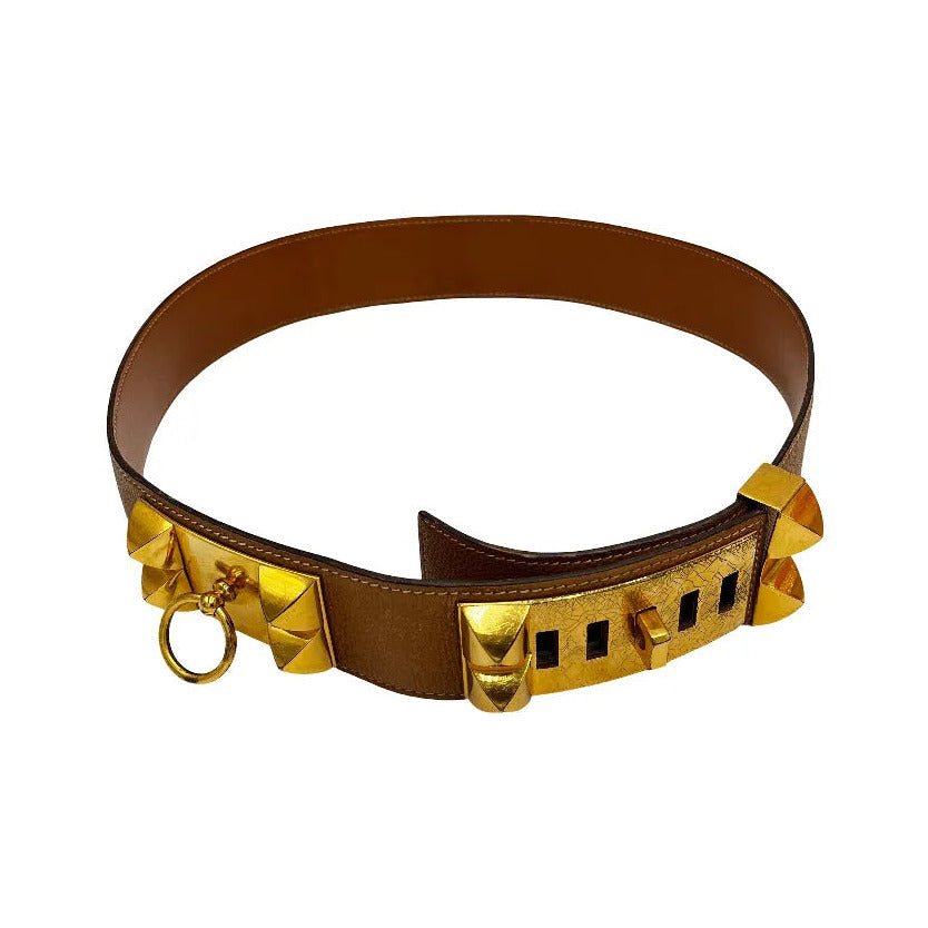 Hermes Collier de Chien Belt Leather, Brown, Leather, Belt