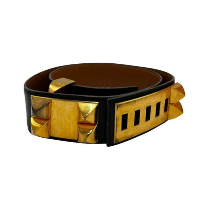 Hermes Collier de Chien Belt Leather, Black, Leather, Belt
