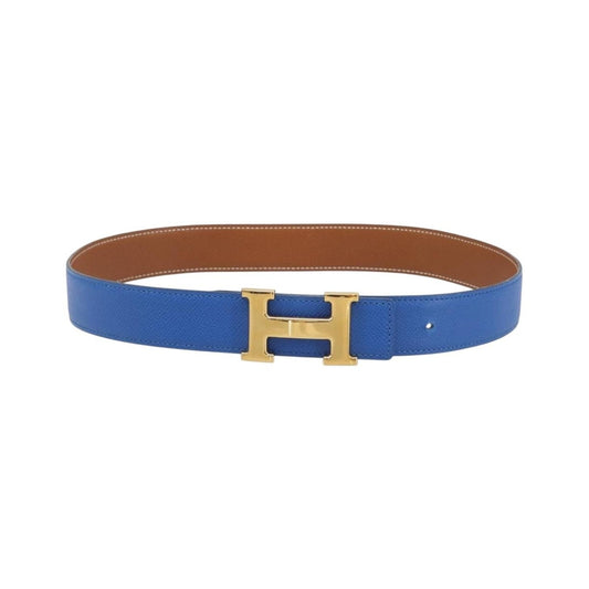 Hermes Constance Reversible Belt Leather, Blue, Leather, Belt
