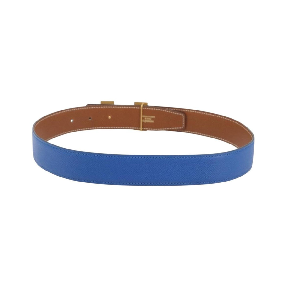 Hermes Constance Reversible Belt Leather, Blue, Leather, Belt