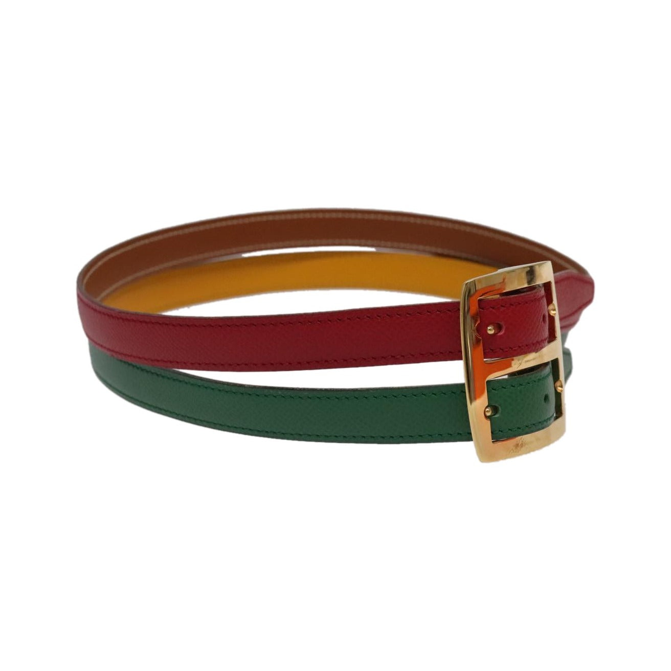 Hermes Double Hole Buckle Belt Metal and Leather, Multicolour, Leather, Belt