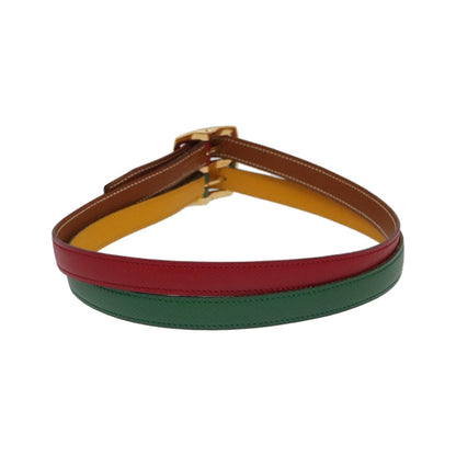 Hermes Double Hole Buckle Belt Metal and Leather, Multicolour, Leather, Belt