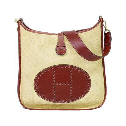 Hermes Evelyne Bag Gen I Panama, Beige, Leather, Handbag