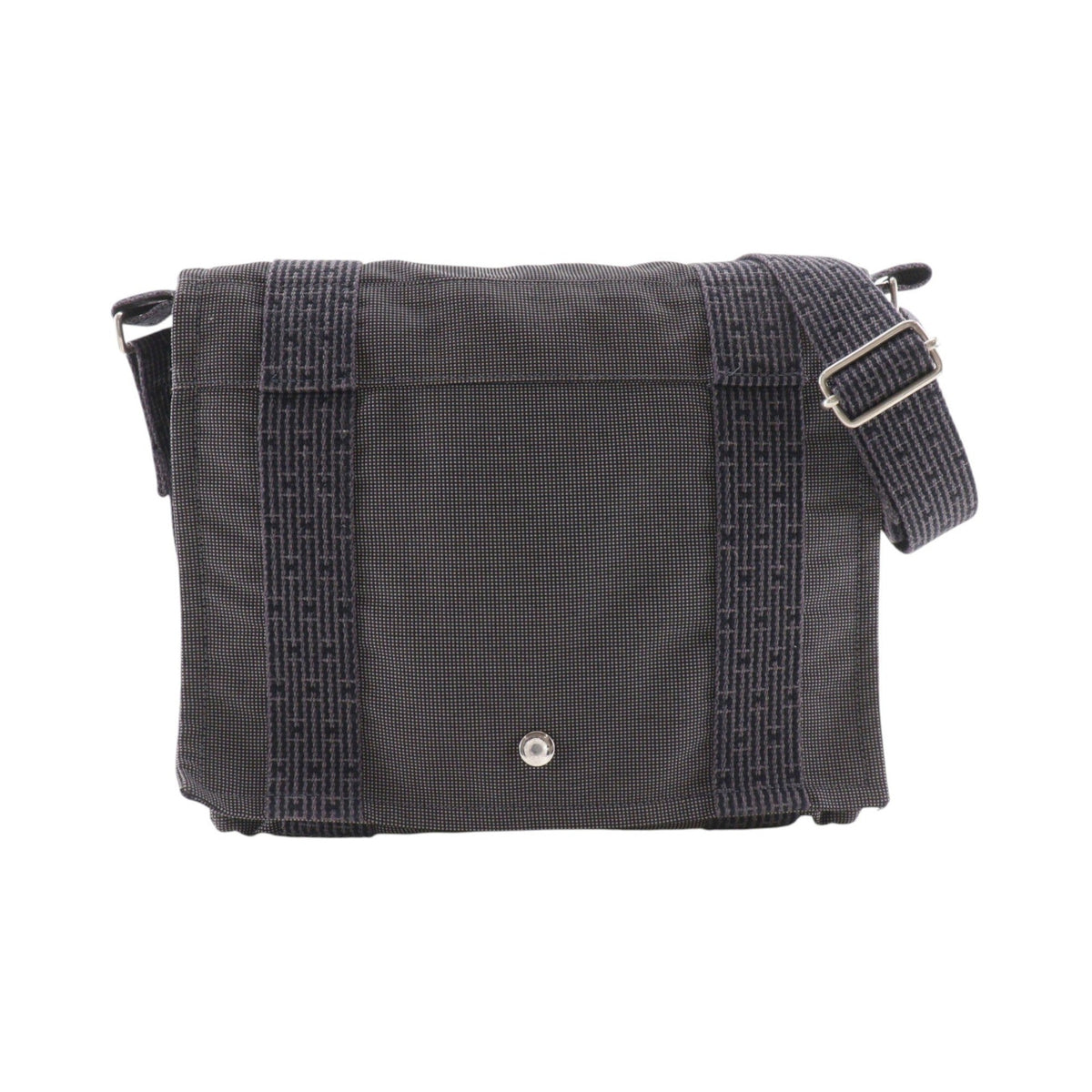 Hermes Fourre Tout Besace Messenger Toile, Gray, Canvas, Handbag
