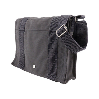 Hermes Fourre Tout Besace Messenger Toile, Gray, Canvas, Handbag