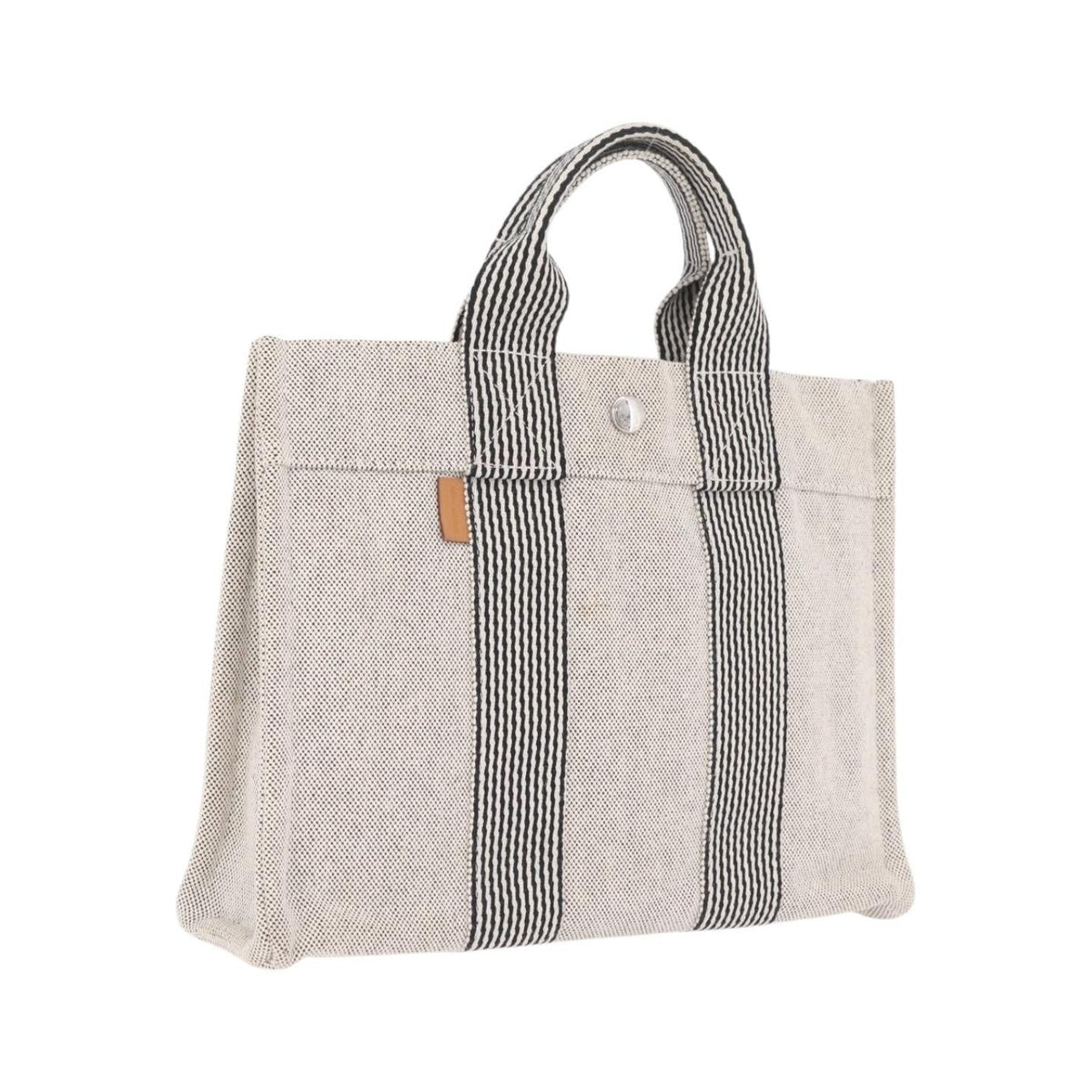 Hermes Fourre Tout Canvas, Gray, Canvas, Tote Bag
