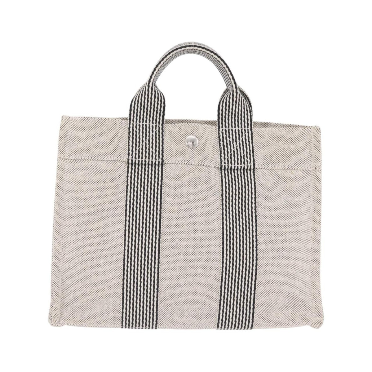 Hermes Fourre Tout Canvas, Gray, Canvas, Tote Bag