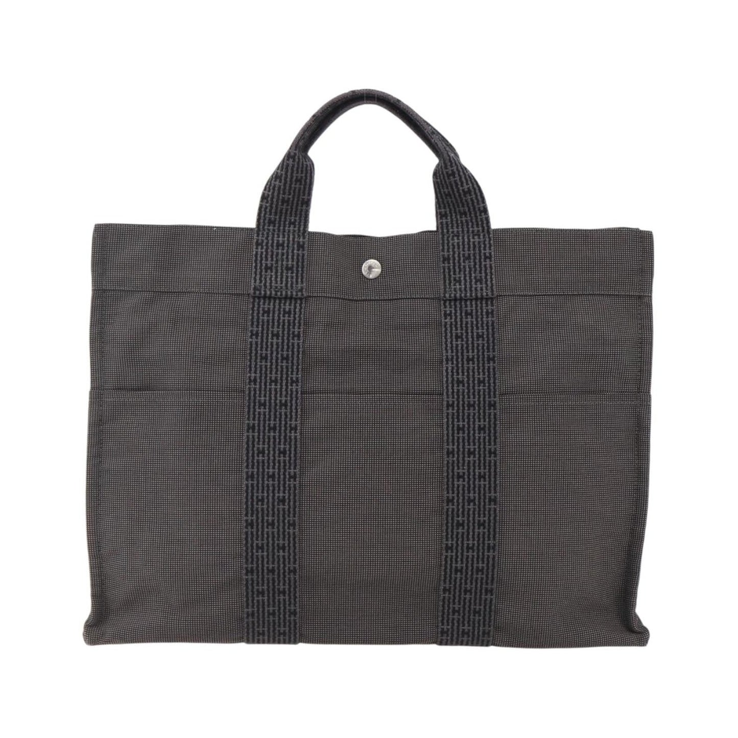 Hermes Fourre-tout Herline Canvas, Gray, Canvas, Tote Bag
