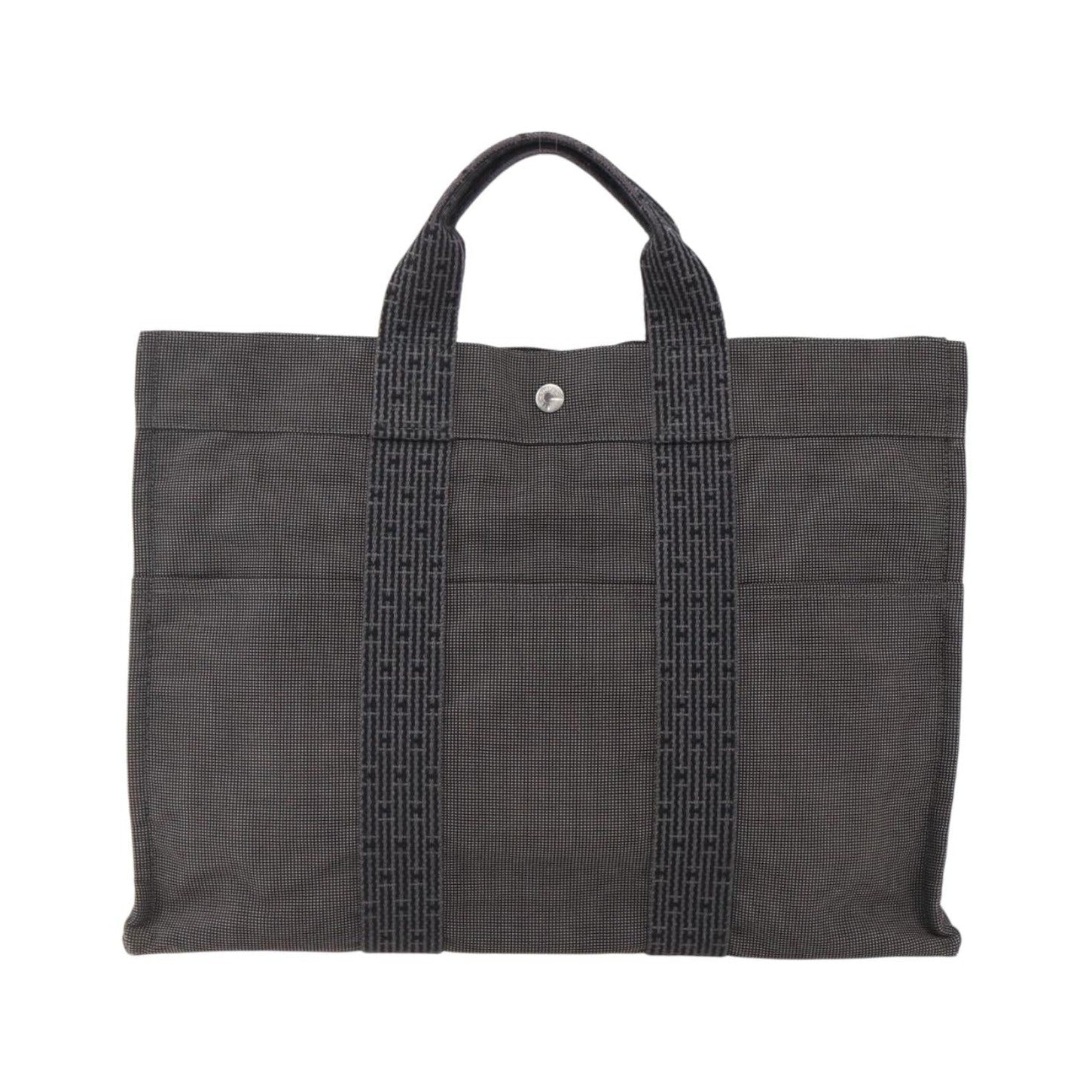 Hermes Fourre-tout Herline Canvas, Gray, Canvas, Tote Bag