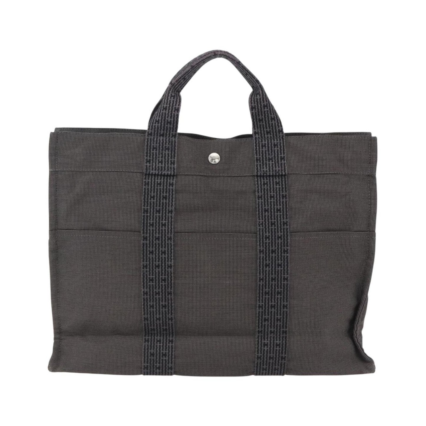 Hermes Fourre-tout Herline Canvas, Gray, Canvas, Tote Bag