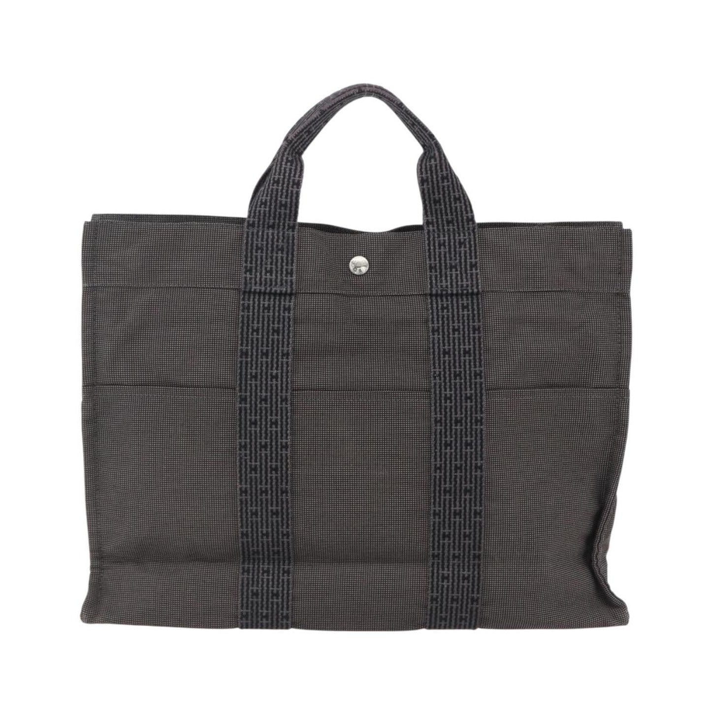 Hermes Fourre-tout Herline Canvas, Gray, Canvas, Tote Bag