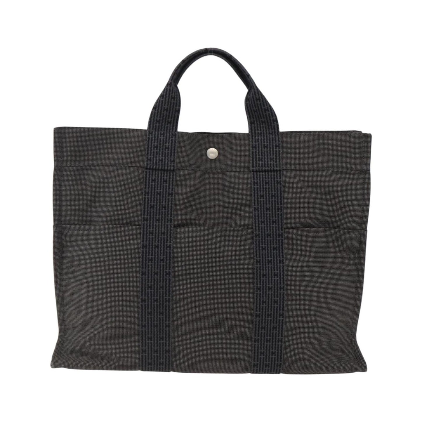Hermes Fourre-tout Herline Canvas, Gray, Canvas, Tote Bag