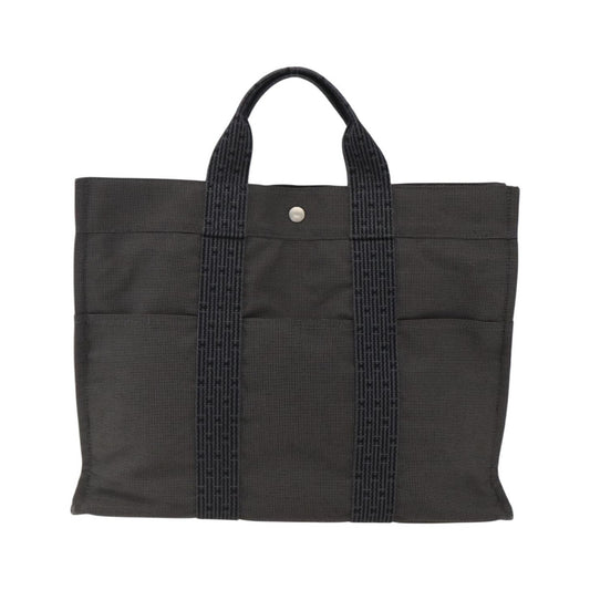 Hermes Fourre-tout Herline Canvas, Gray, Canvas, Tote Bag