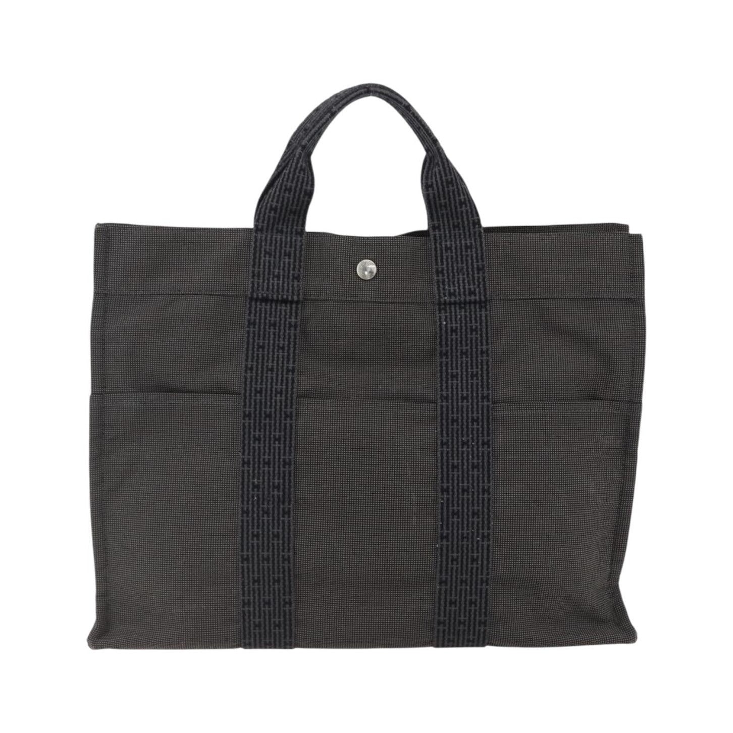 Hermes Fourre-tout Herline Canvas, Gray, Canvas, Tote Bag