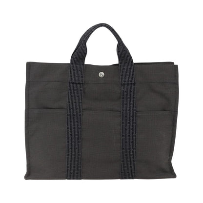 Hermes Fourre-tout Herline Canvas, Gray, Canvas, Tote Bag