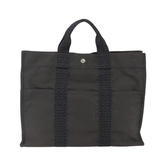 Hermes Fourre-tout Herline Canvas, Gray, Canvas, Tote Bag