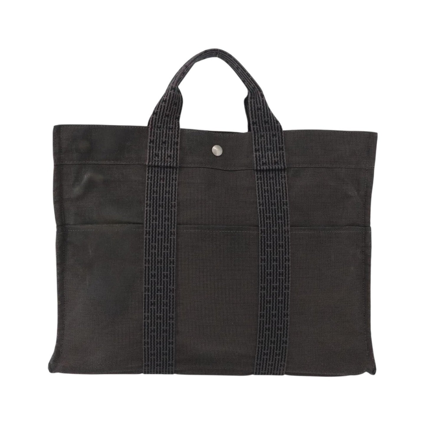 Hermes Fourre-tout Herline Canvas, Gray, Canvas, Tote Bag