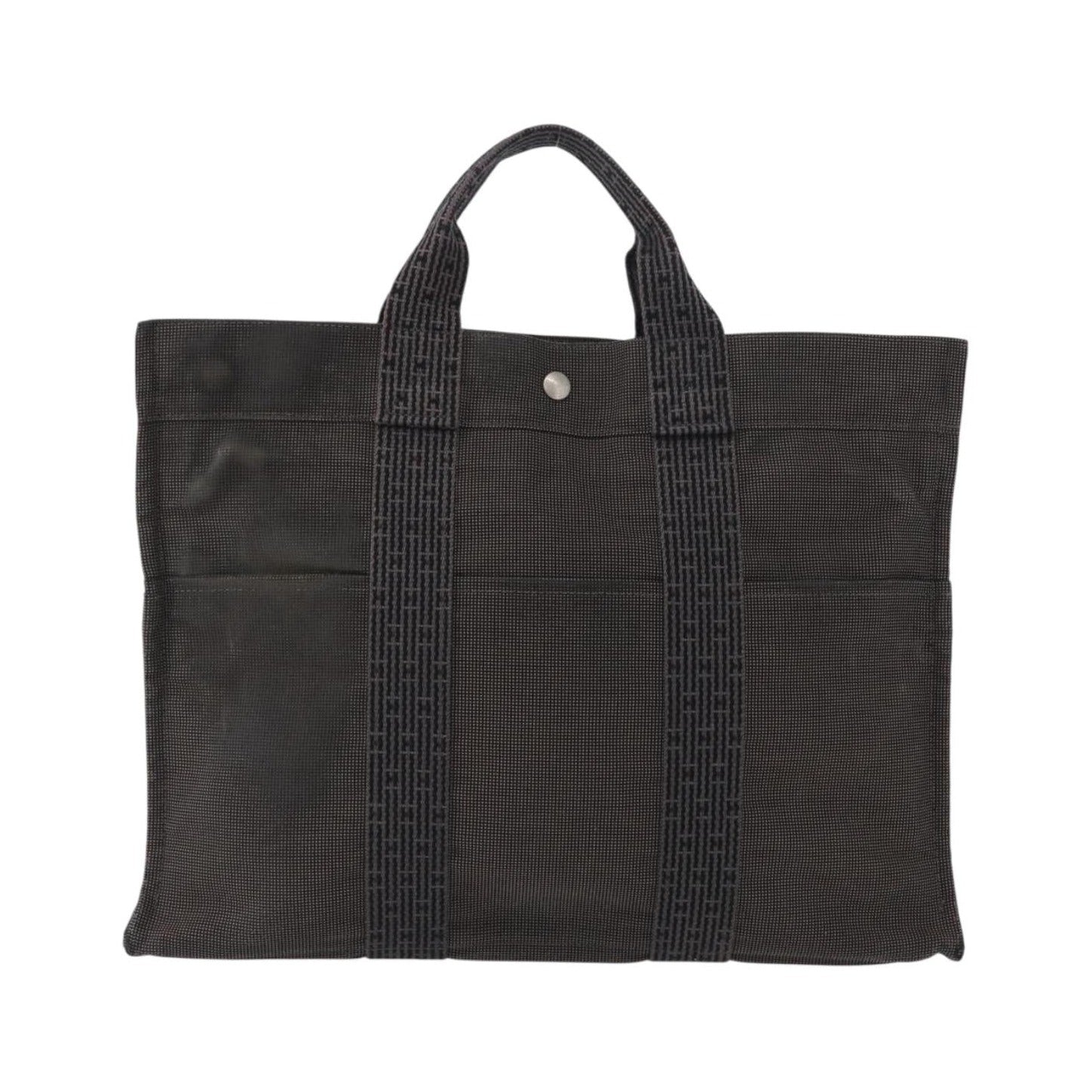 Hermes Fourre-tout Herline Canvas, Gray, Canvas, Tote Bag