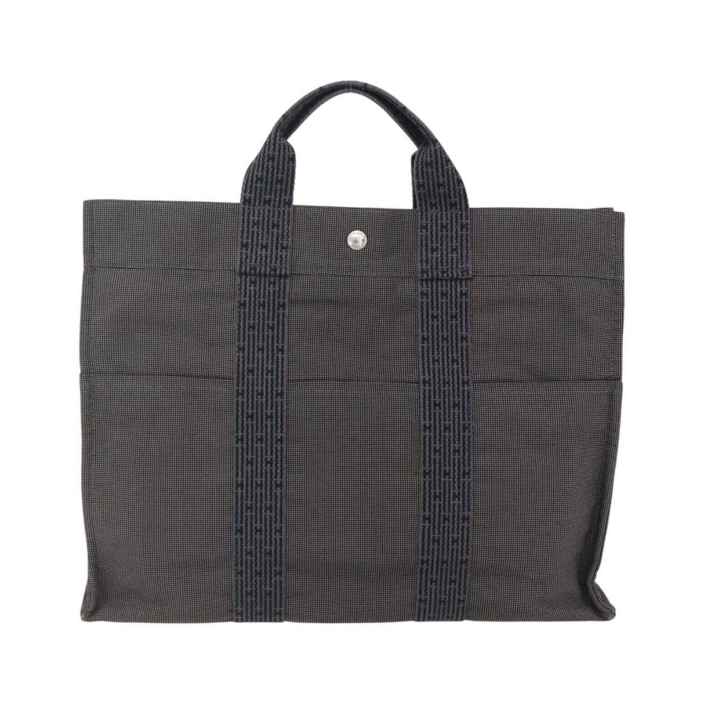 Hermes Fourre-tout Herline Canvas, Gray, Canvas, Tote Bag