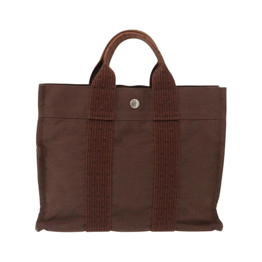 Hermes Fourre-tout Herline Canvas, Brown, Canvas, Tote Bag