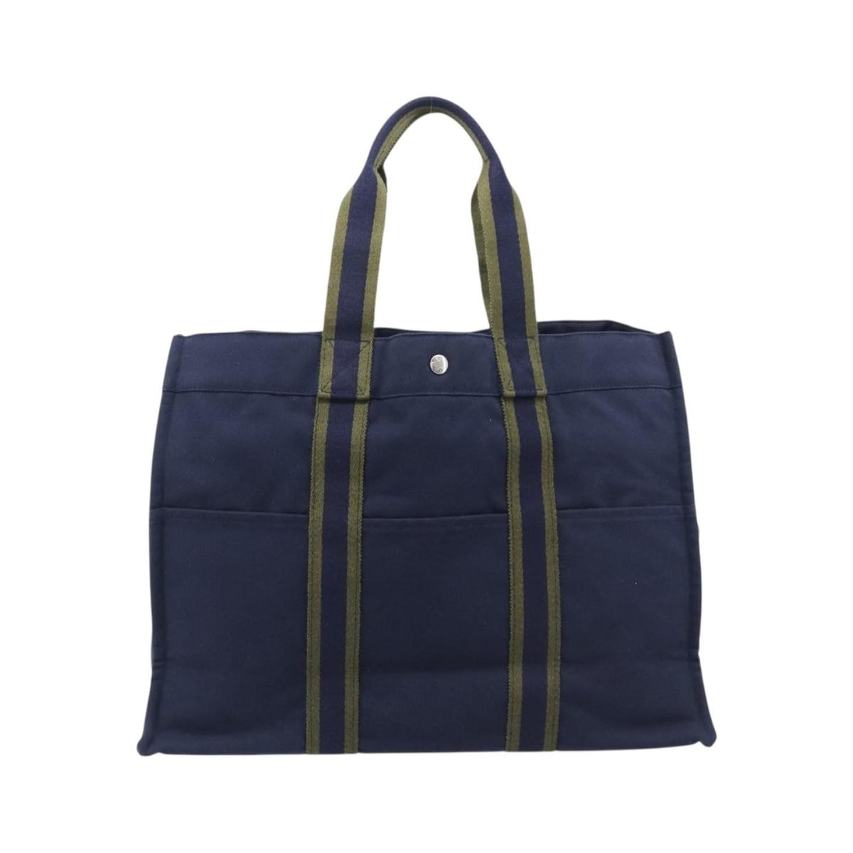 Hermes Fourre Tout Toile, Navy, Canvas, Tote Bag