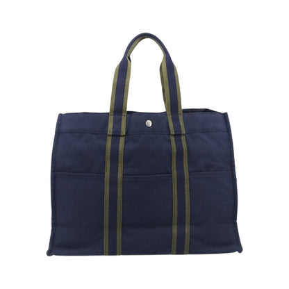 Hermes Fourre Tout Toile, Navy, Canvas, Tote Bag