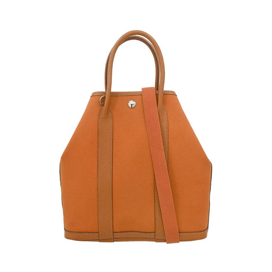 Hermes Garden File Tote Toile and Leather, Orange, Canvas, Tote Bag