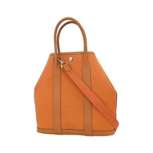 Hermes Garden File Tote Toile and Leather, Orange, Canvas, Tote Bag